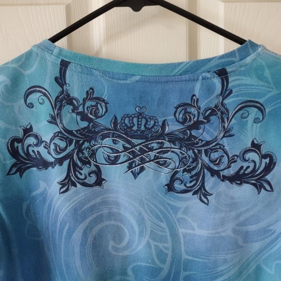 Ladies Hard Rock Couture Denver Blue Shirt Medium - Picture 7 of 10